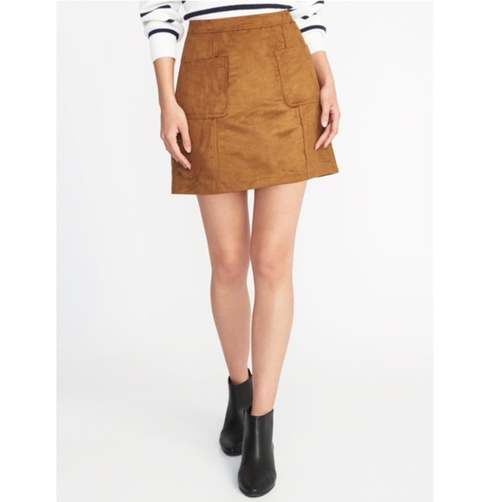 Old Navy A-Line Faux Suede Mini Skirt Brown Size 12